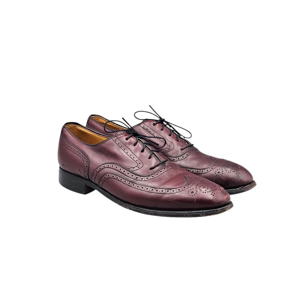 Johnston & Murphy Mens Size 10.5 C Aristocraft Burgundy Leather Wing Tip Shoes